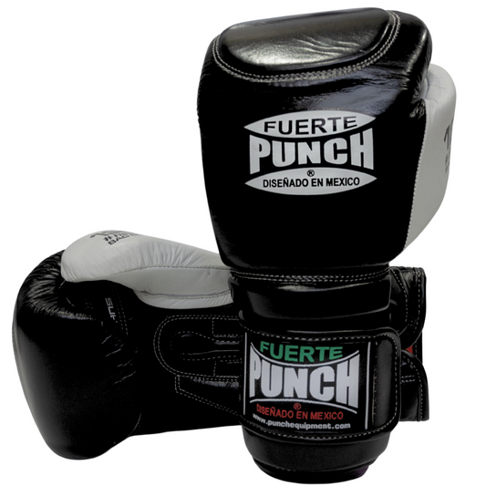 Mexican Fuerte Fibremesh Bag Gloves – 12oz, Black/White
