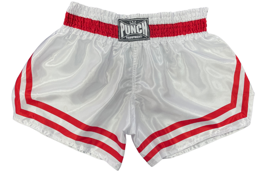 Siam Muay Thai Shorts – White/Red