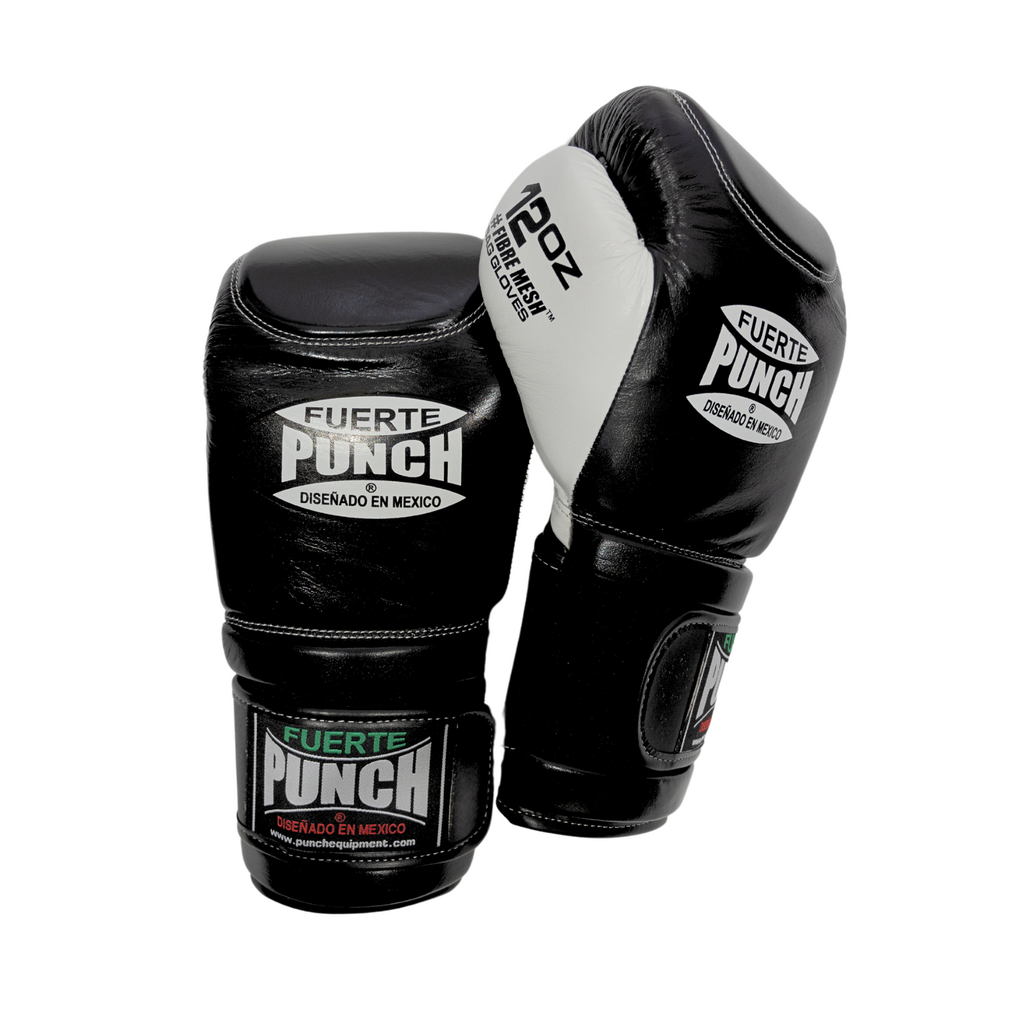 Mexican Fuerte Fibremesh Bag Gloves – 12oz, Black/White