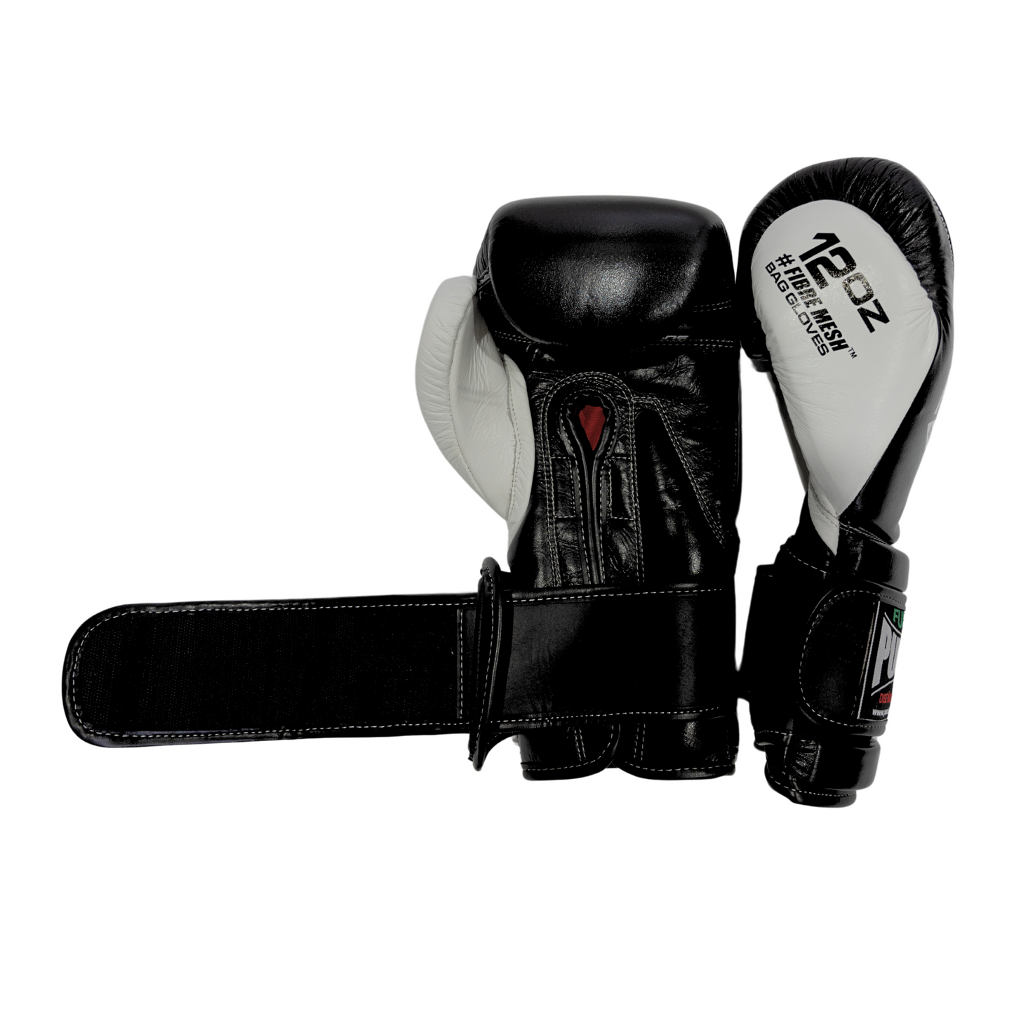Mexican Fuerte Fibremesh Bag Gloves – 12oz, Black/White