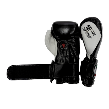 Mexican Fuerte Fibremesh Bag Gloves – 12oz, Black/White