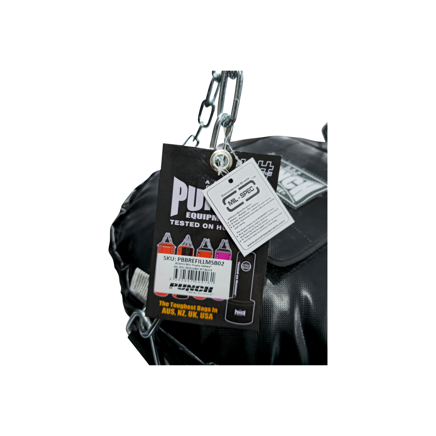 Trophy Getters Mil-Spec Empty Boxing Bag Casing – 5ft, Black