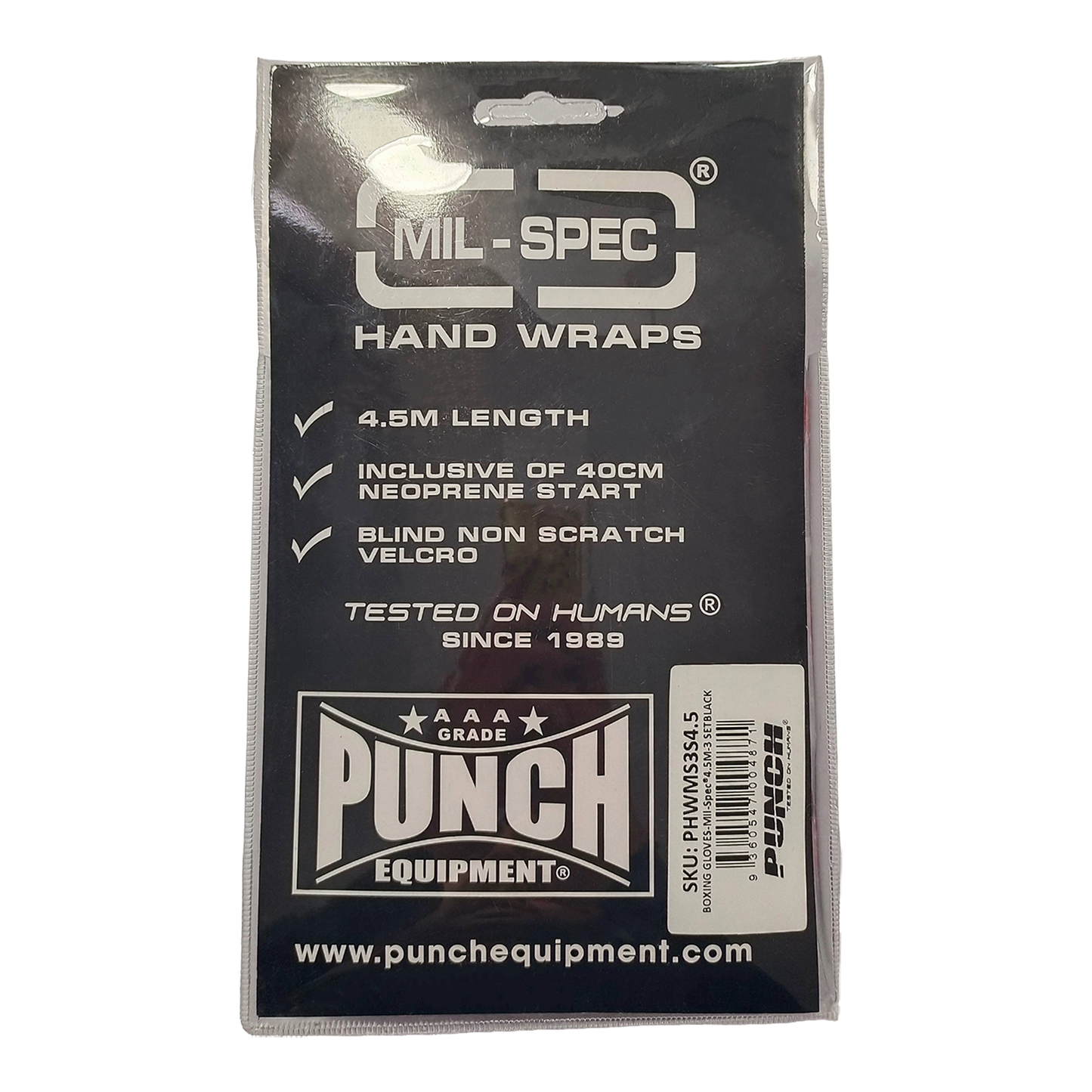 Mil-Spec Hand Wraps – 4.5m, Black (3 Pairs)