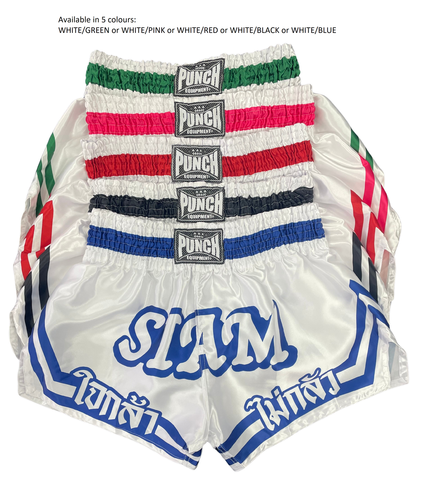 Siam Muay Thai Shorts – White/Pink