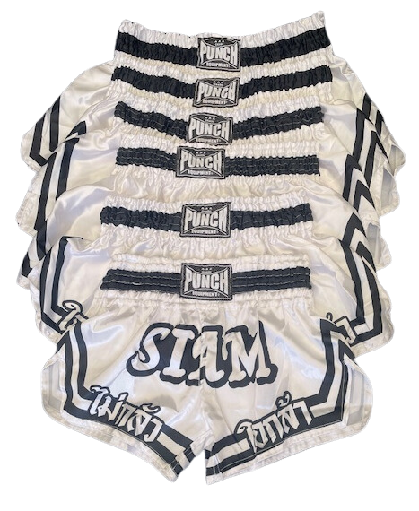 Siam Muay Thai Shorts – White/Black