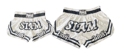 Siam Muay Thai Shorts – White/Black