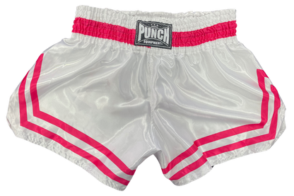 Siam Muay Thai Shorts – White/Pink