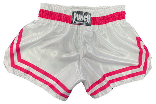 Siam Muay Thai Shorts – White/Pink