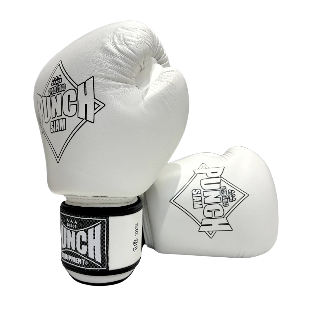 Siam Leather Boxing Gloves – 16oz, White