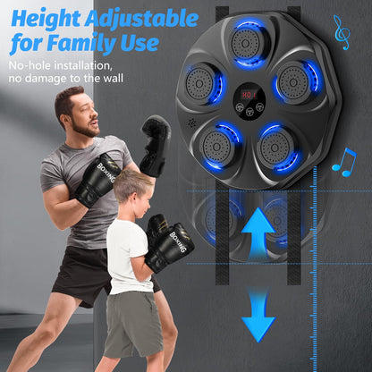 Smart Music Boxing Machine – LED Bluetooth Wall Trainer, 9 Modes & 9 Speeds (Gloves Included)