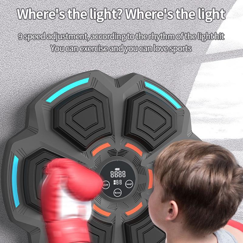 Adjustable 9-Speed Bluetooth Music Boxing Machine With Lights - Black - Light Gray