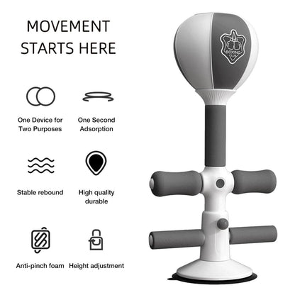 Adjustable 2-In-1 Sit-Up Boxing Ball Stand With Punching Bag - Gray / White
