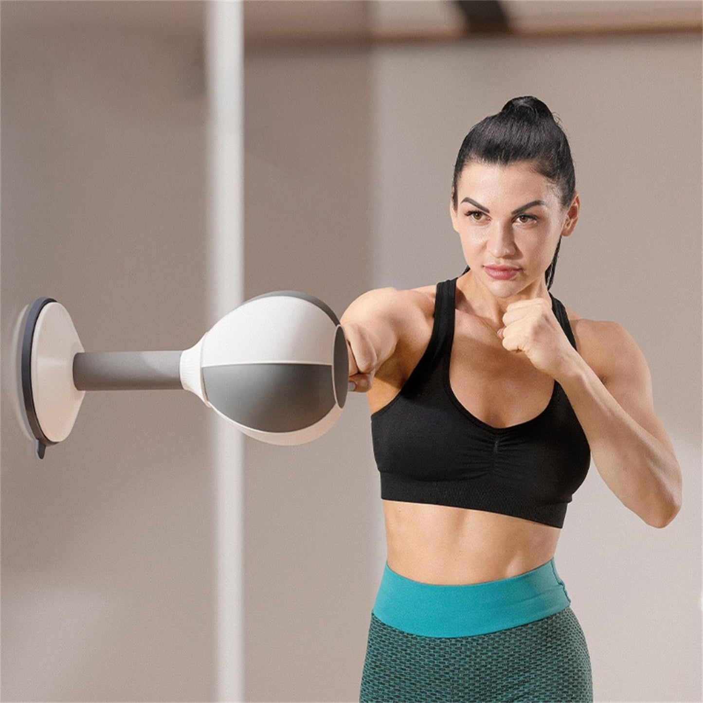 Adjustable 2-In-1 Sit-Up Boxing Ball Stand With Punching Bag - Gray / White