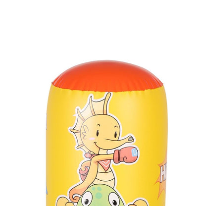 Children'S Inflatable Vertical Boxing Column - Cartoon Underwater Animal Pattern - 1.25M Height - Blue