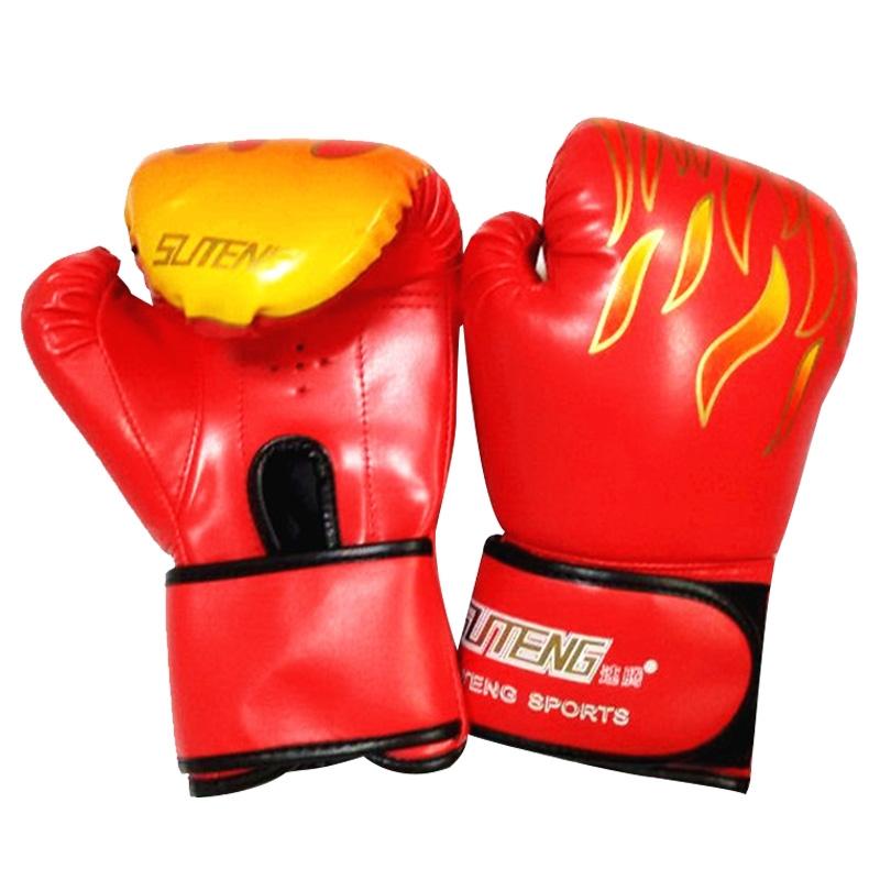 Adult Flame Pattern Pu Leather Boxing Gloves - Fitness - Blue