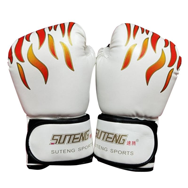 Adult Flame Pattern Pu Leather Boxing Gloves - Fitness - Blue