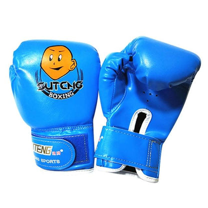 Children'S Cartoon Boxing Gloves - Pu Leather - Cartoon White + Baby Blue