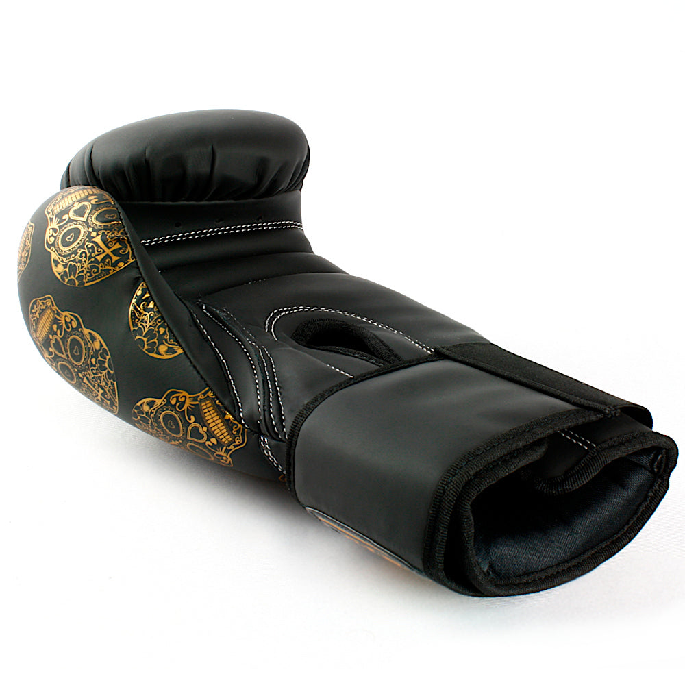 Urban Gold Skulls Boxing Gloves – 12oz, Black